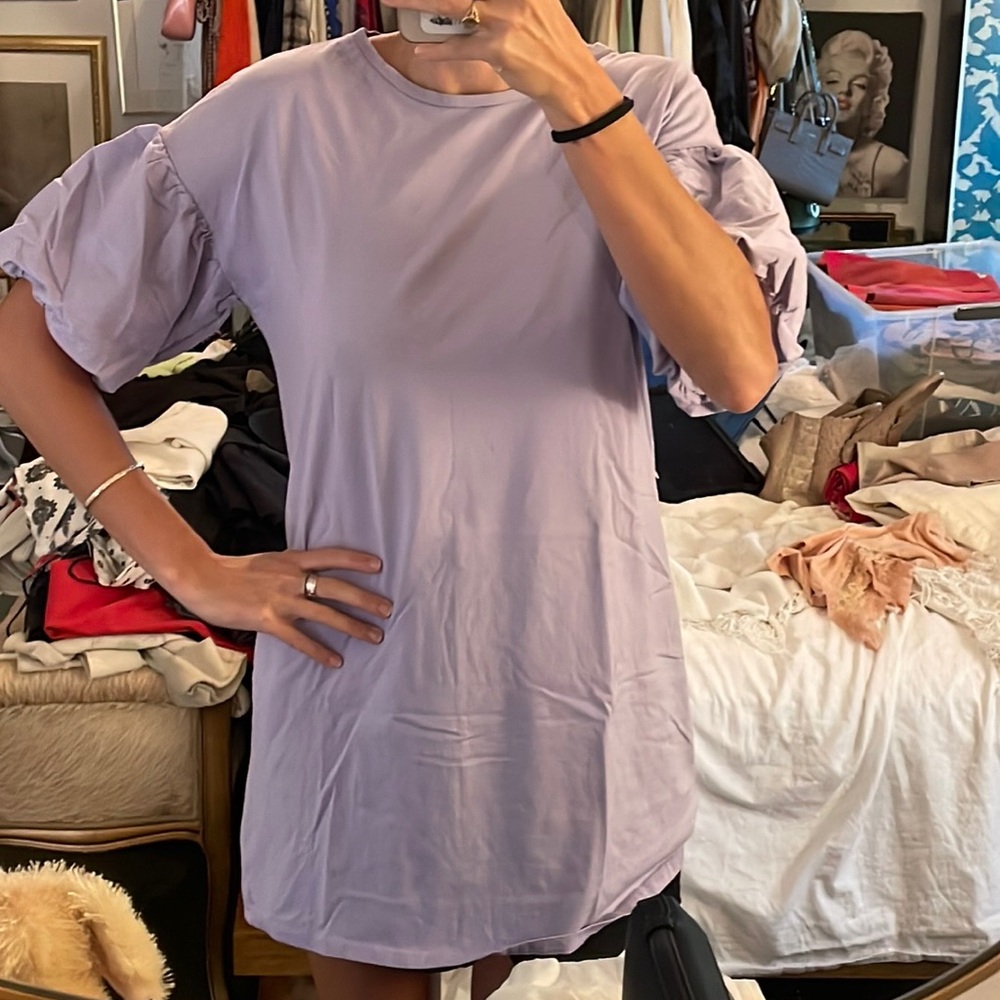 Lilac cotton shirt dress